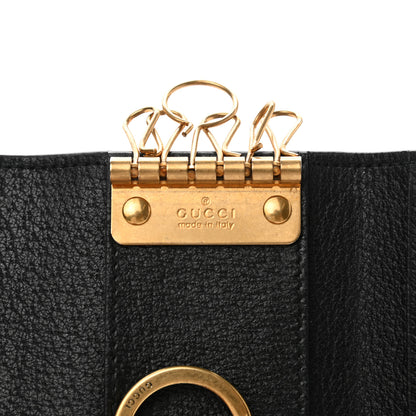 Gucci Calfskin Boar Effect GG Marmont 6 Key Holder Black 6 of 9