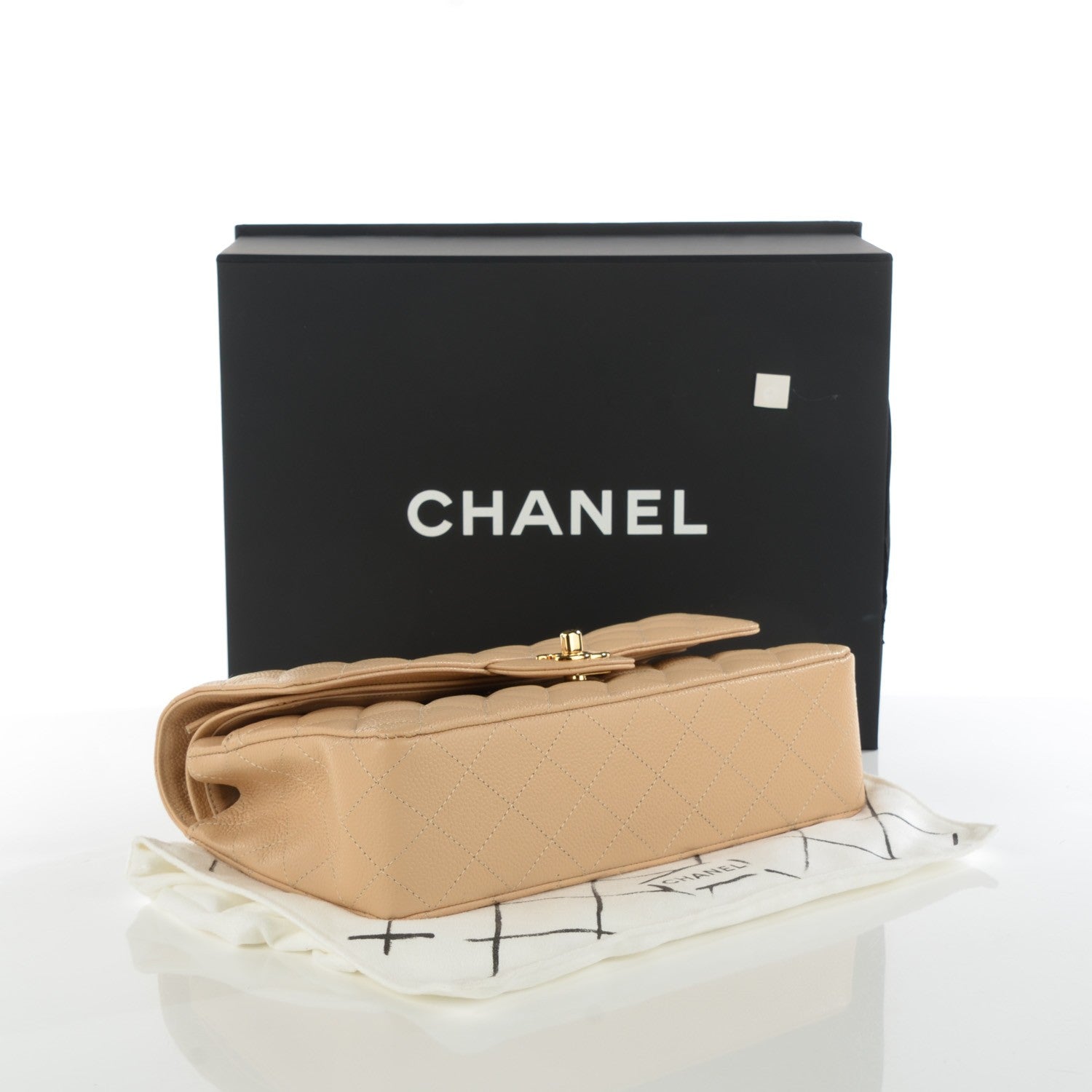 Chanel Caviar Quilted Medium Double Flap Beige Clair 4 of 9
