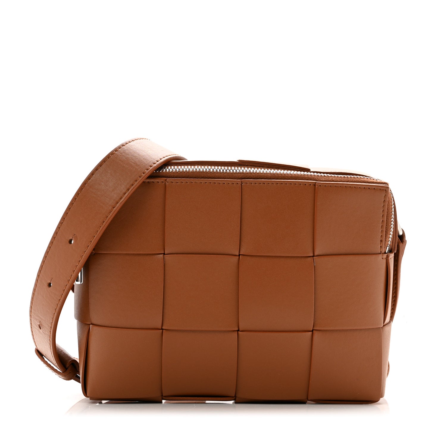 Lambskin Maxi Intrecciato Cassette Camera Bag Caramel
