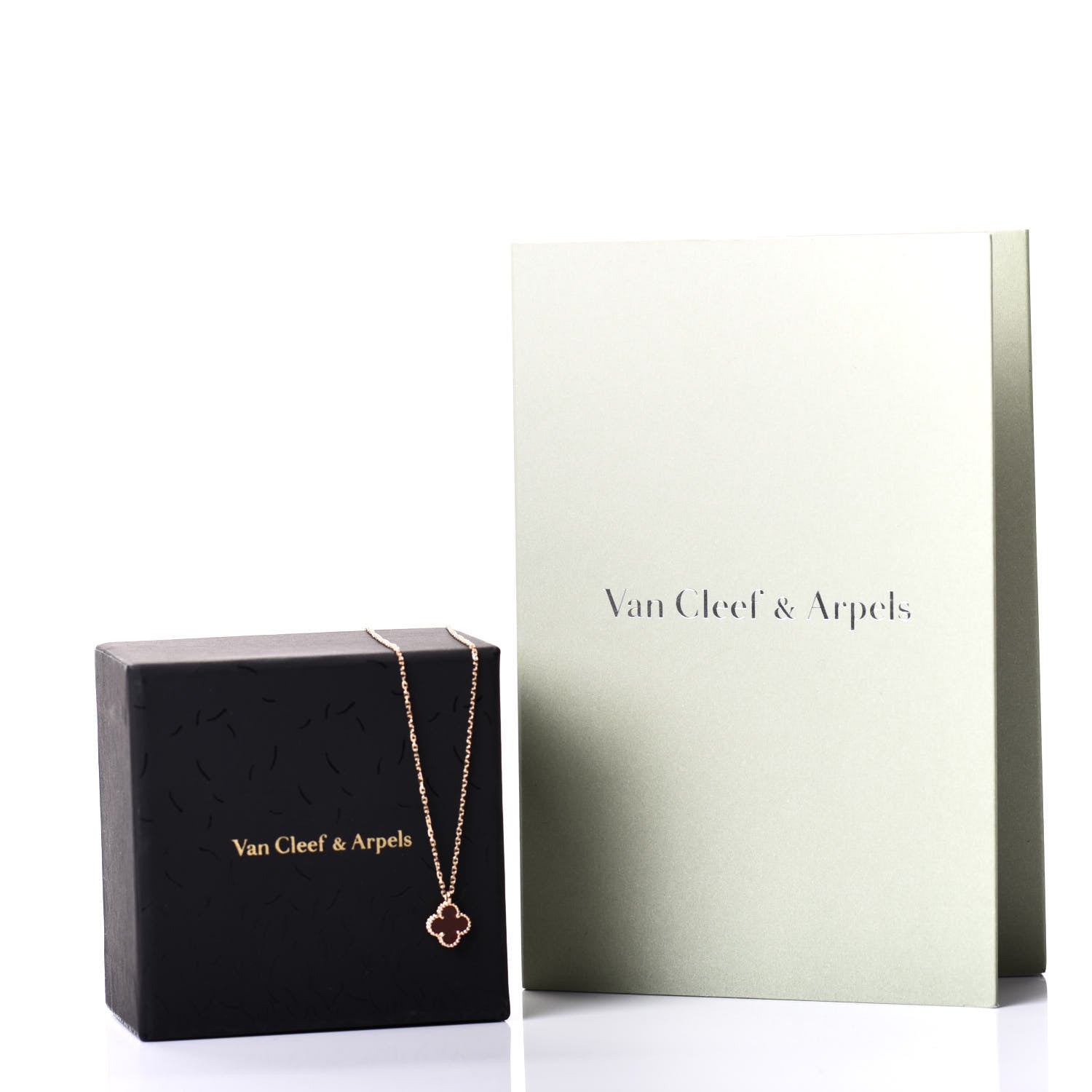 Van Cleef & Arpels 18K Rose Gold Carnelian Sweet Alhambra Pendant Necklace 5 of 5
