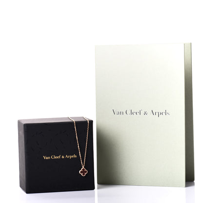 Van Cleef & Arpels 18K Rose Gold Carnelian Sweet Alhambra Pendant Necklace 5 of 5
