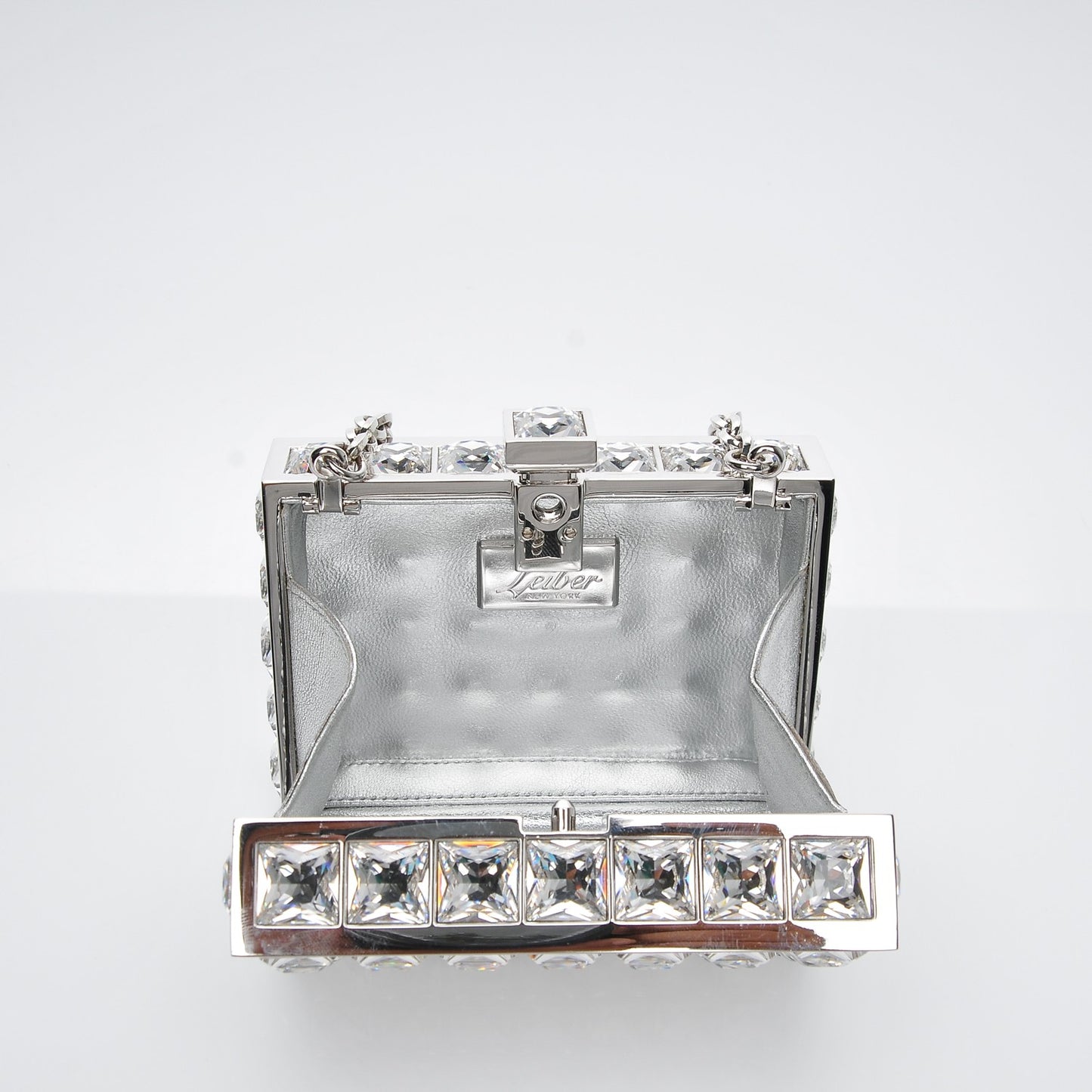 Crystal Box Clutch Silver