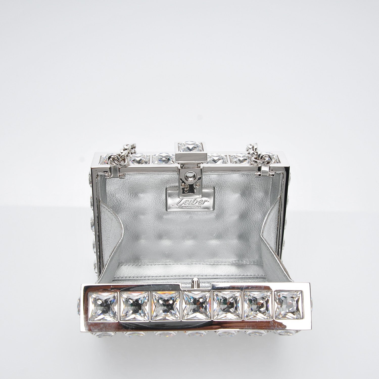 Judith Leiber Crystal Box Clutch Silver 6 of 7