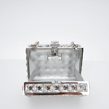 Judith Leiber Crystal Box Clutch Silver 6 of 7