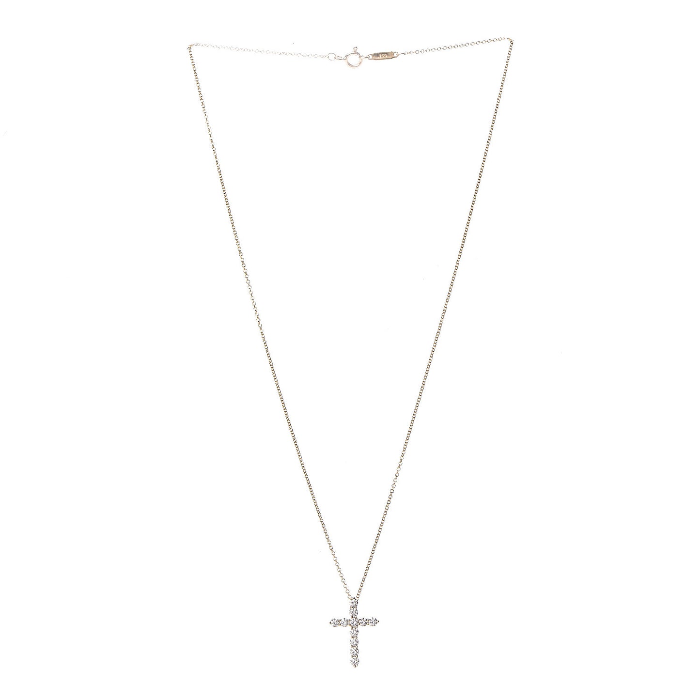 18K Yellow Gold Diamond Small Cross Pendant Necklace