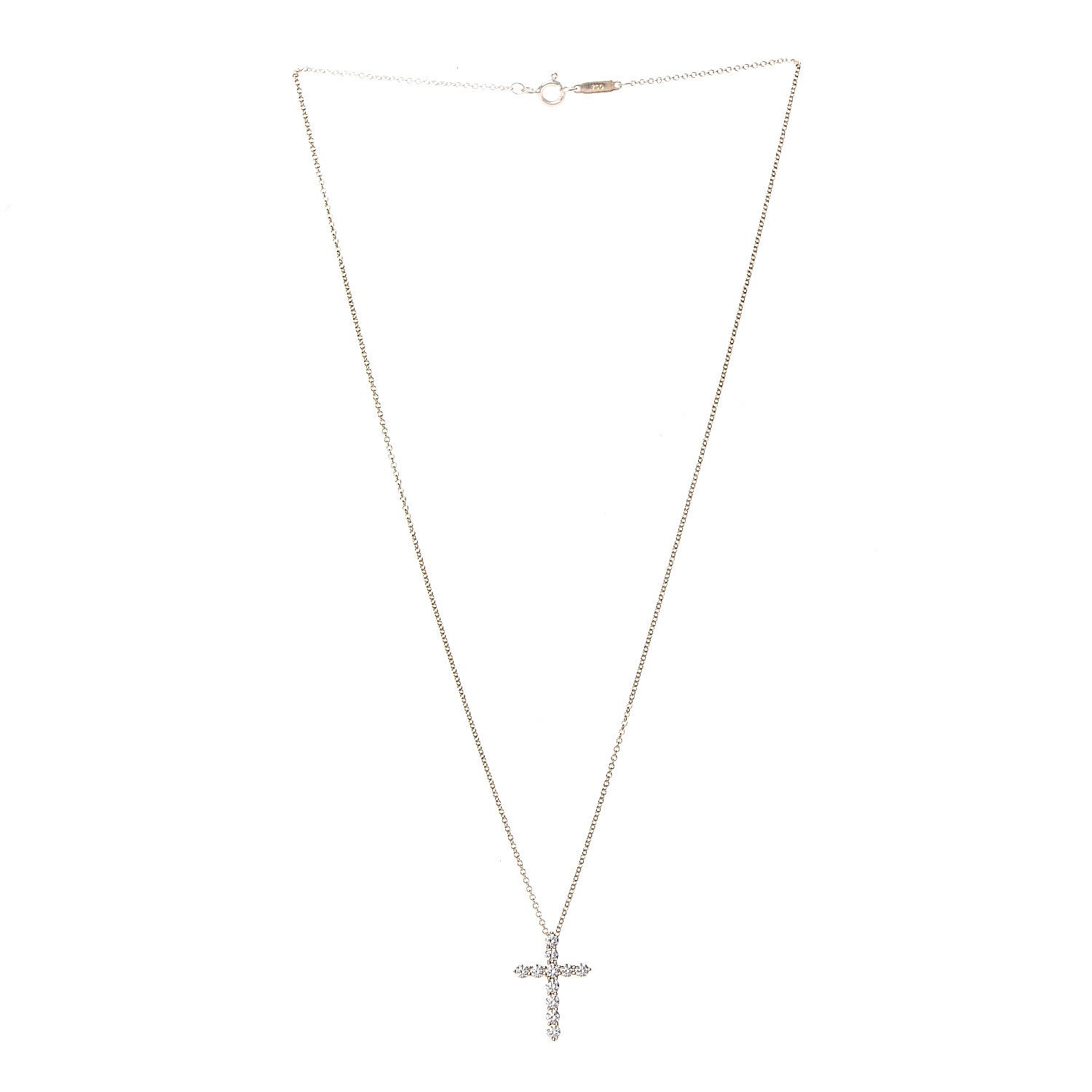 Tiffany 18K Yellow Gold Diamond Small Cross Pendant Necklace 3 of 6