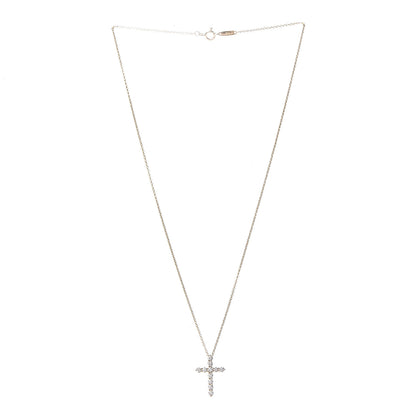 Tiffany 18K Yellow Gold Diamond Small Cross Pendant Necklace 3 of 6