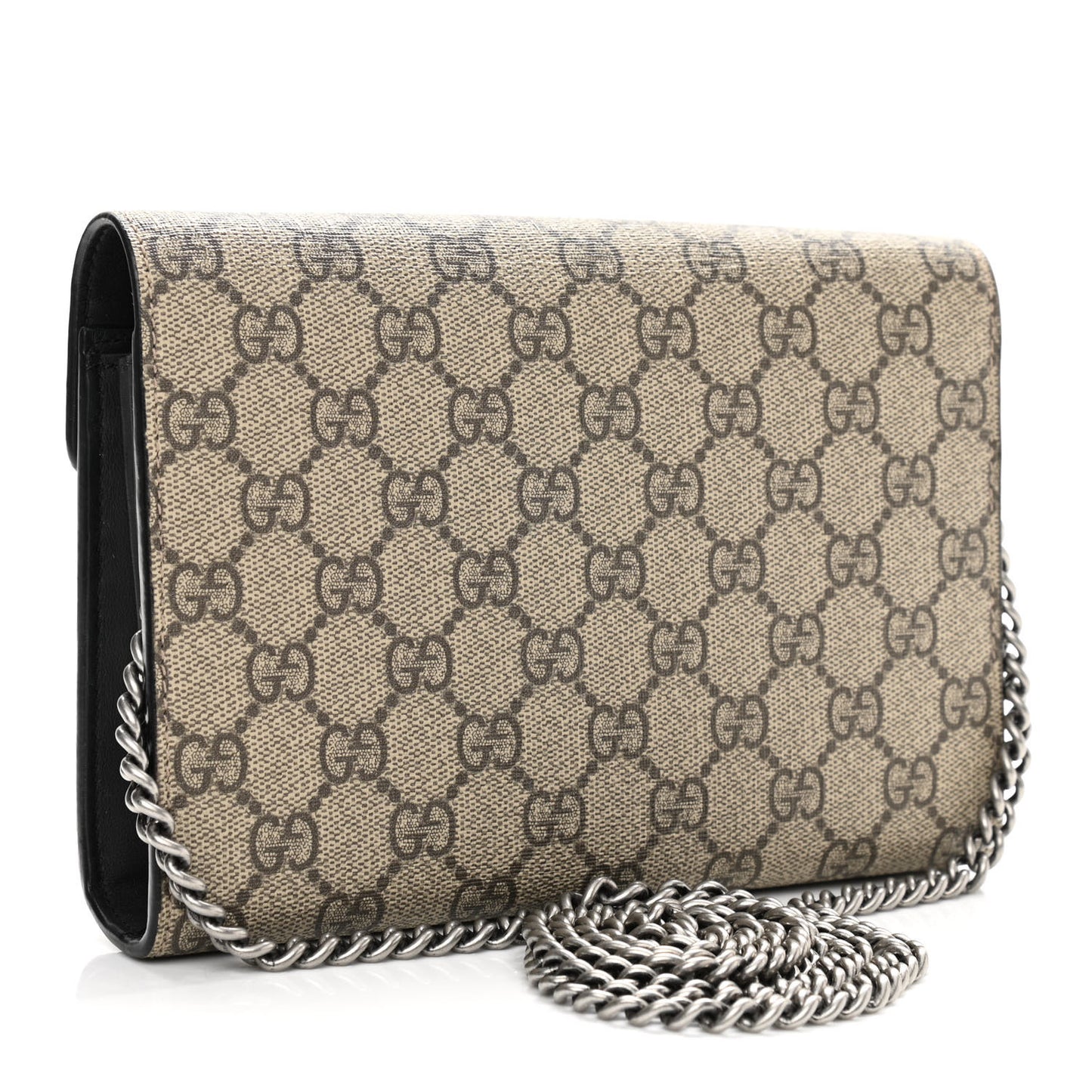 GG Supreme Monogram Mini Dionysus Chain Wallet Beige Black
