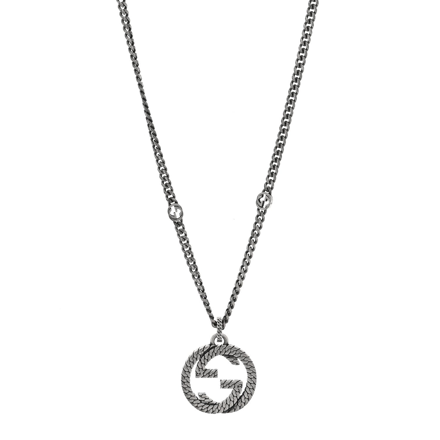 Gucci Sterling Silver Interlocking G Pendant Necklace 1 of 4