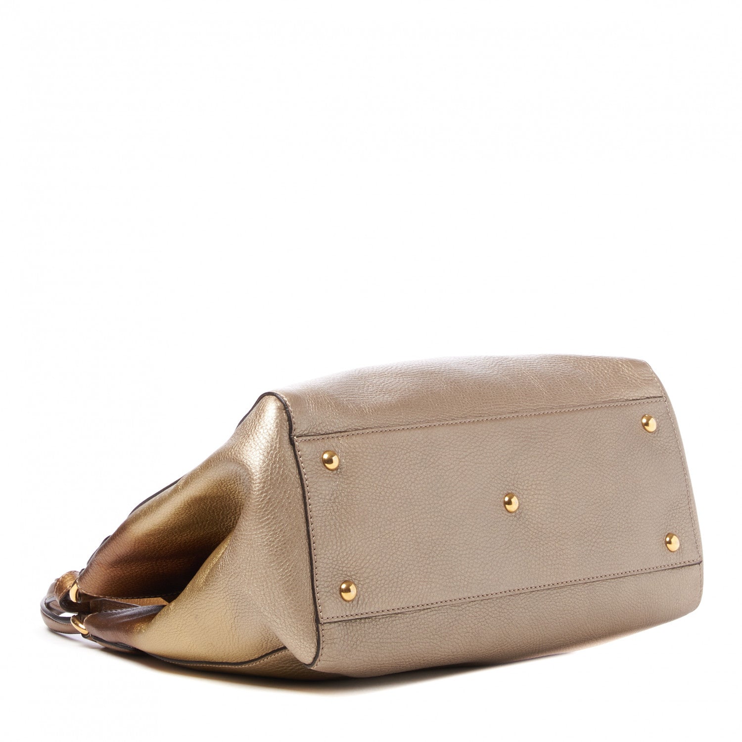 Gucci Metallic Pebbled Calfskin Medium Soho Shoulder Bag Gold Ombre 3 of 9