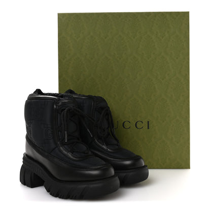 Gucci Nylon Calfskin GG Matelasse Lace Up Platform Ankle Boots 37 Black 8 of 8