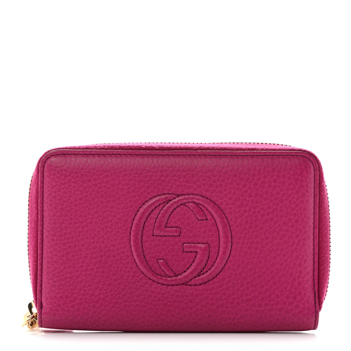 Gucci Pebbled Calfskin Medium Soho Zip Around Wallet  Bright Bougainvillea 1 of 7