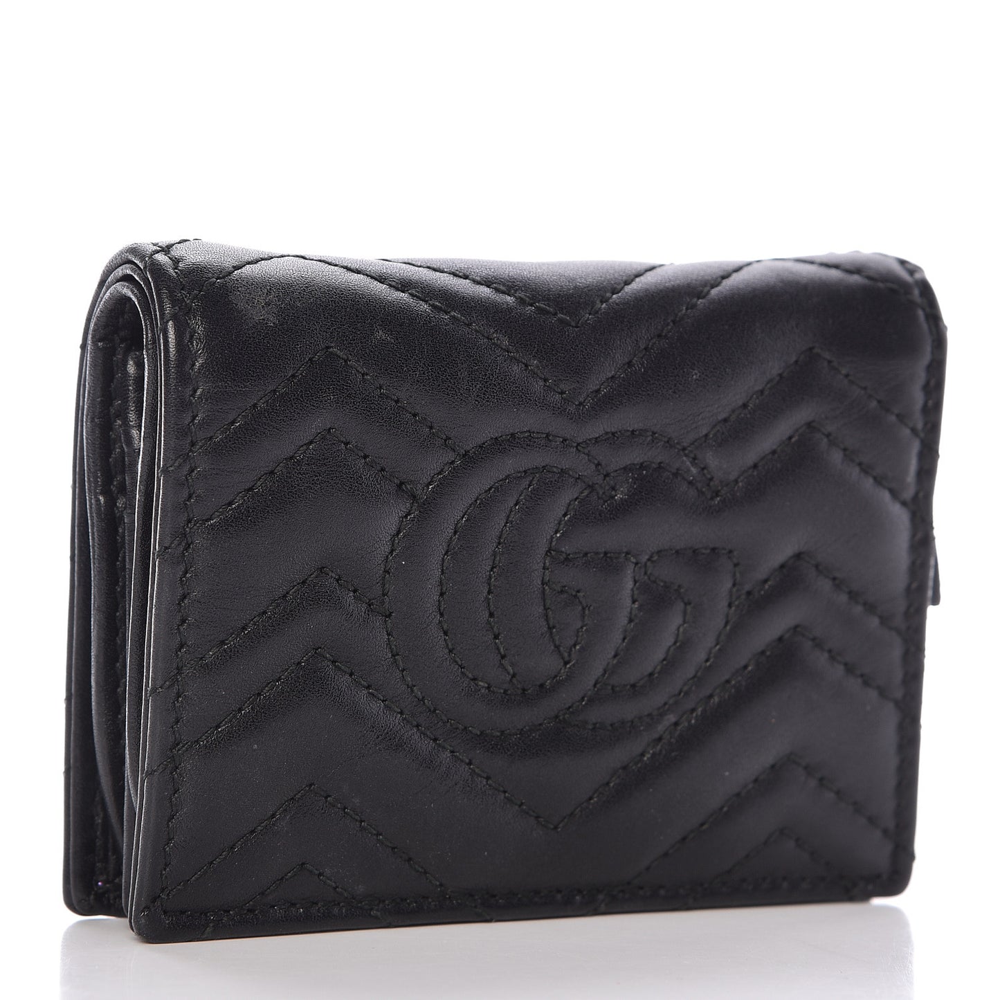 Calfskin Matelasse GG Marmont Card Case Wallet Black