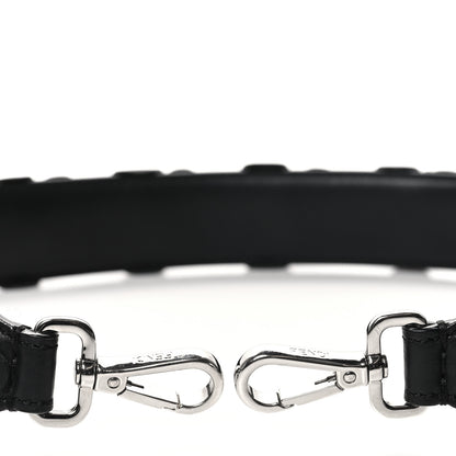 Fendi Vitello Dolce Nappa Patent Flowerland Studded Strap You Black 3 of 4