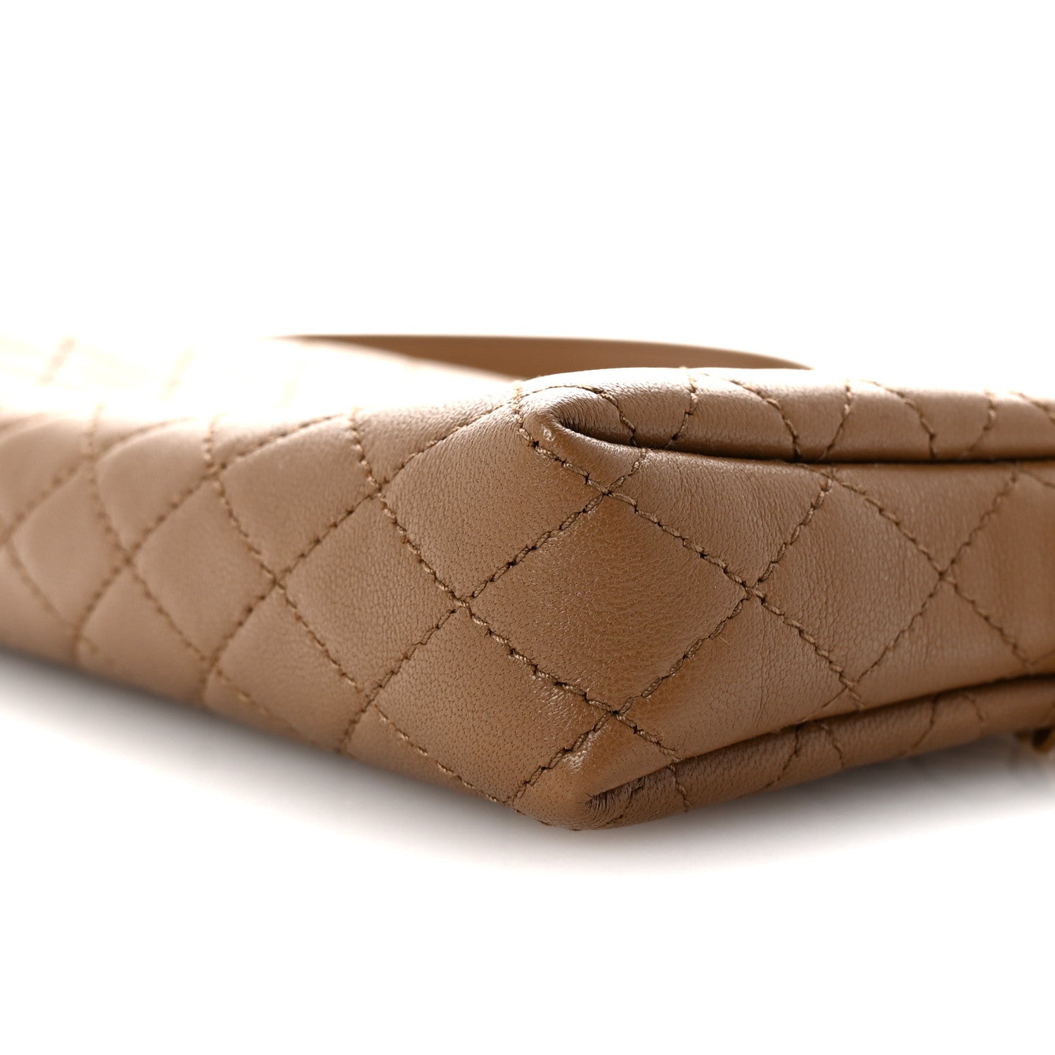 Saint Laurent Lambskin Quilted Gaby Zipped Pouch Dark Cork 8 of 9