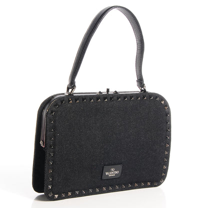 Valentino Garavani Denim Rockstud Mini Frame Bag Black 3 of 17