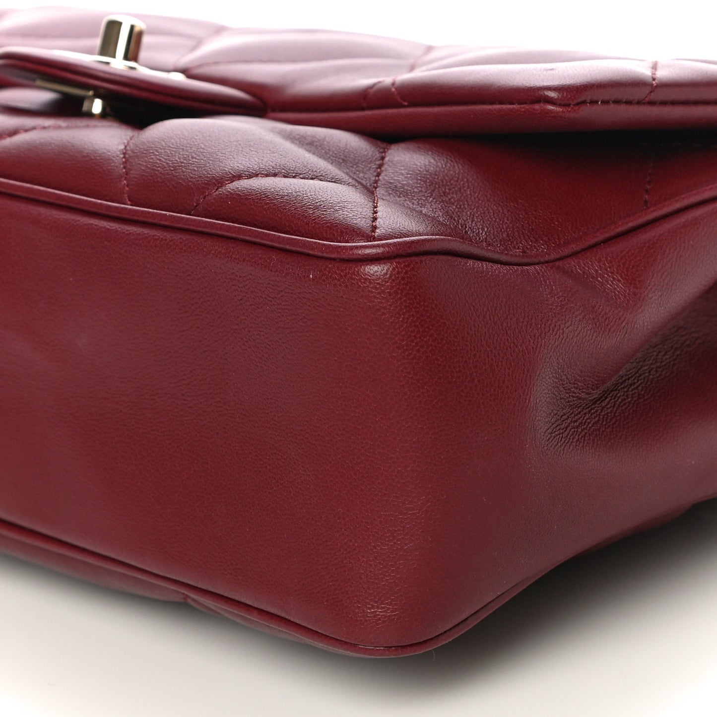 Lambskin Quilted Easy Carry Flap Burgundy