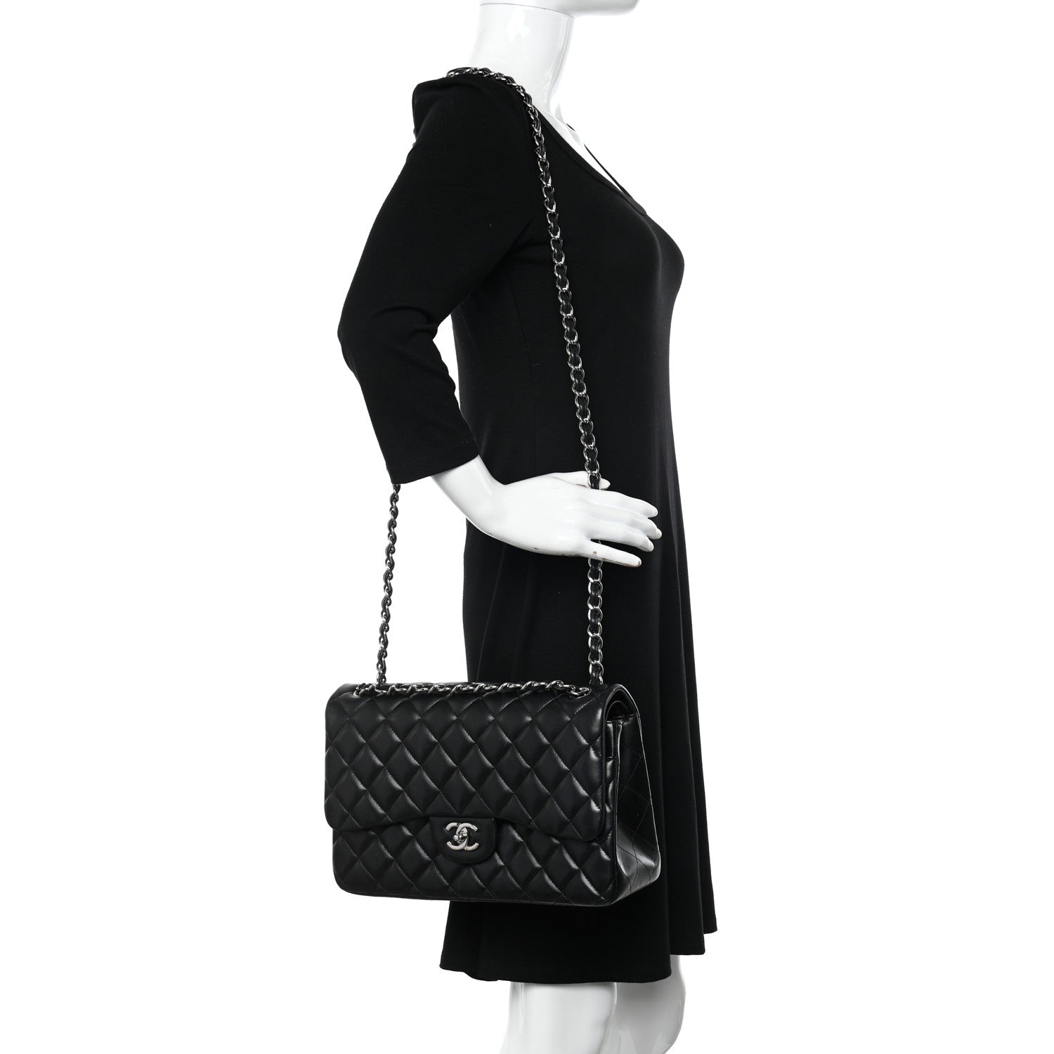 Chanel Lambskin Quilted Jumbo Double Flap Black 2 of 11