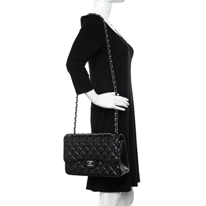 Chanel Lambskin Quilted Jumbo Double Flap Black 2 of 11