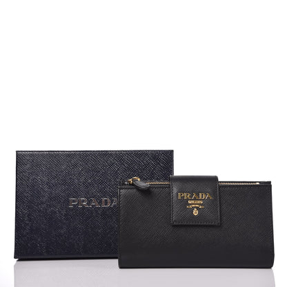Prada Saffiano Metal Medium Wallet Black 7 of 7
