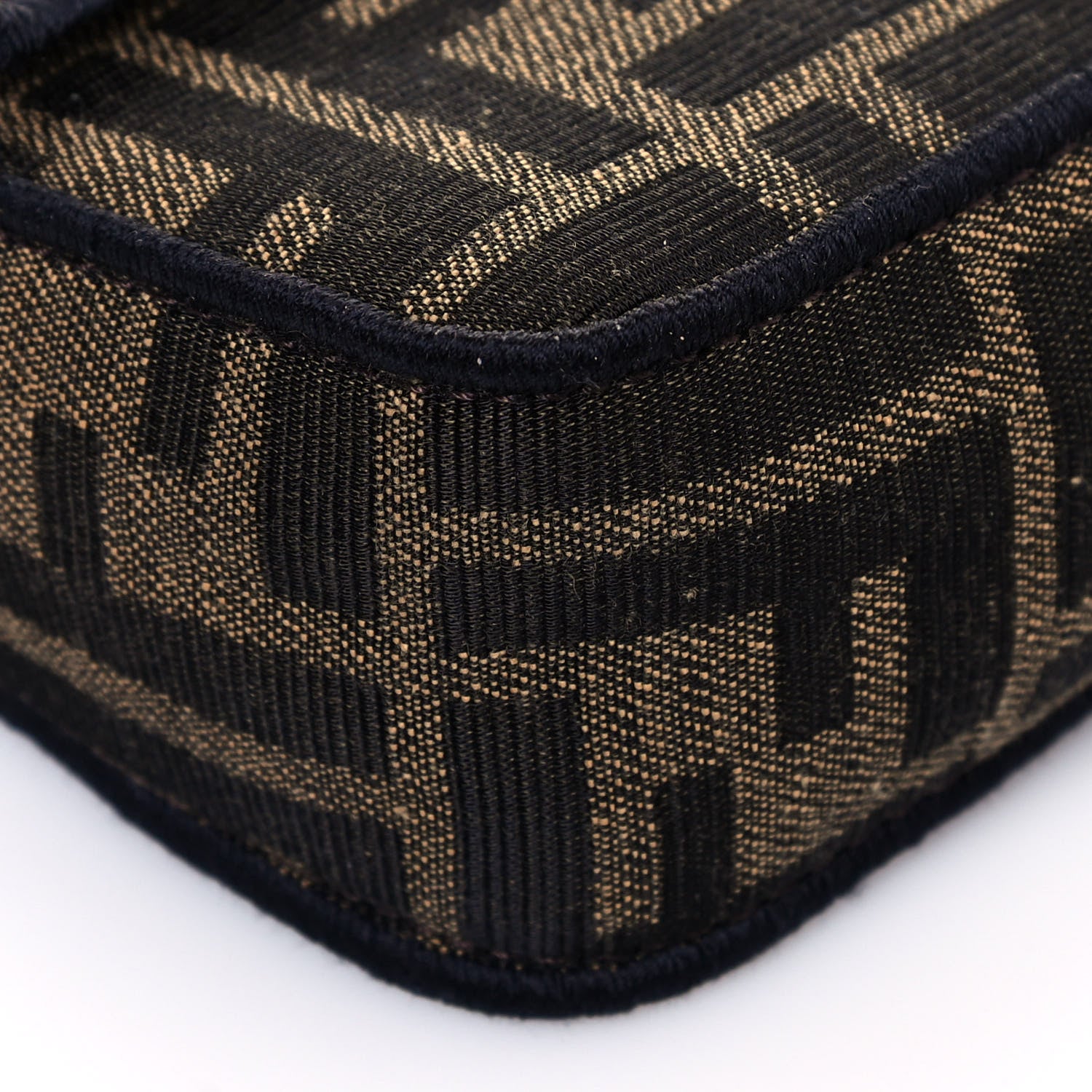 Fendi Fabric Jacquard FF 1974 Mini Baguette Tobacco Moro Black 8 of 14