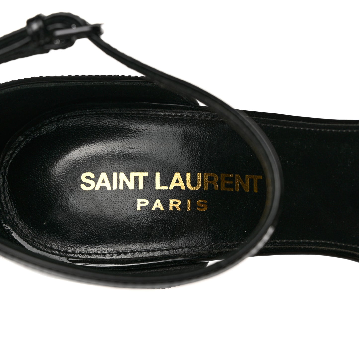 Patent Calfskin Opyum 110 Sandals 37.5 Black Gold