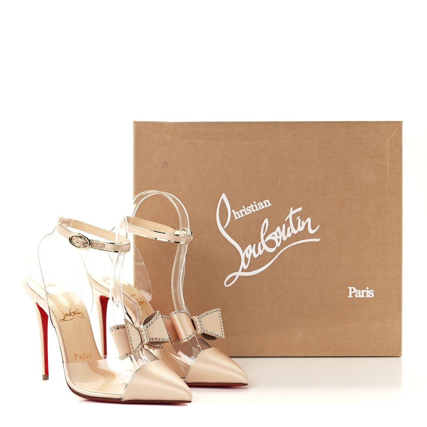Satin PVC Specchio Naked Bow 100 Pumps 36 Version Nude