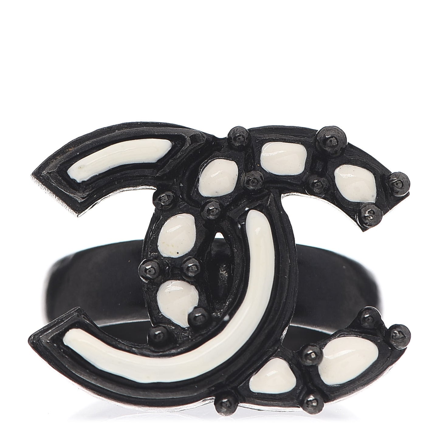 Enamel CC Ring 5.75 Black White