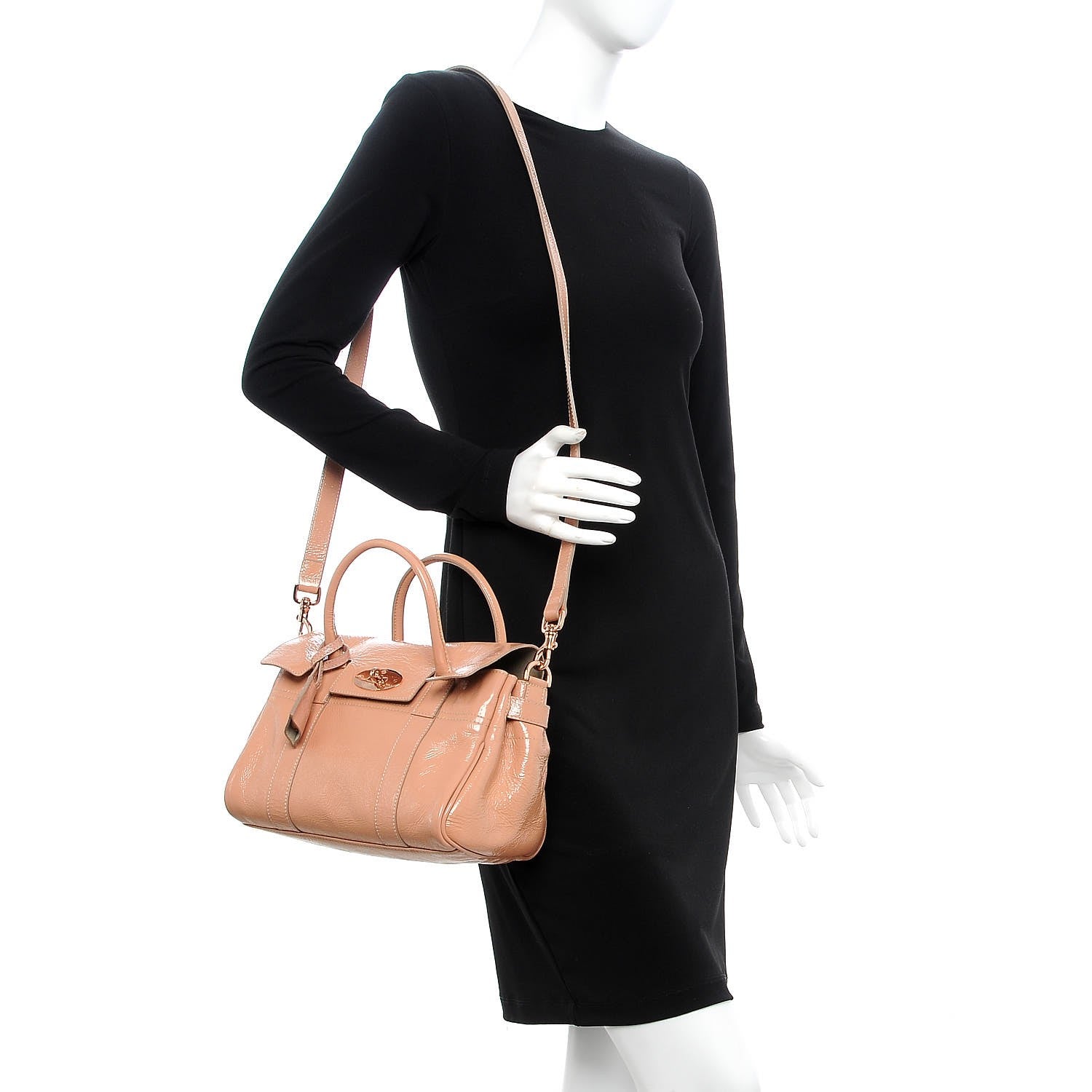 Mulberry Wrinkled Patent Small Bayswater Plaster Pink 2 of 9