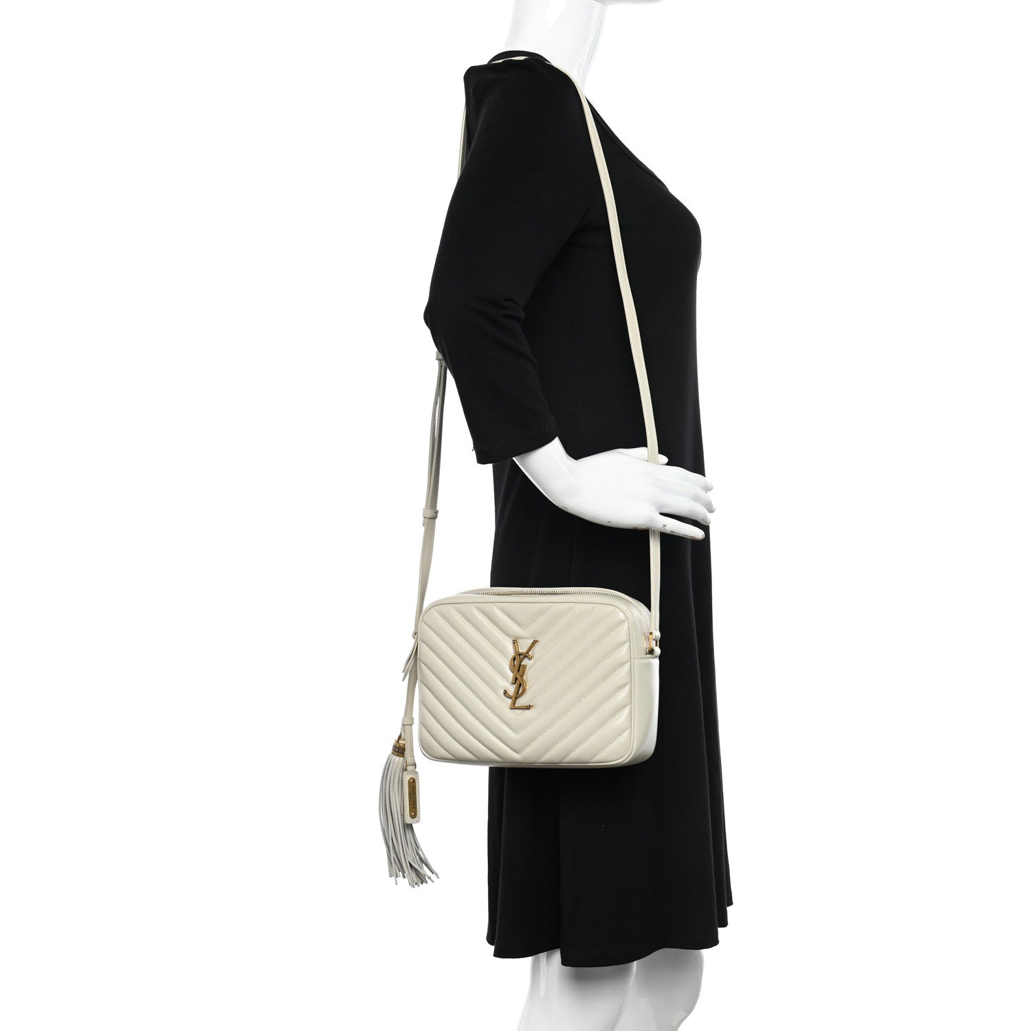 Saint Laurent Calfskin Matelasse Monogram Lou Camera Bag Crema Soft 2 of 12