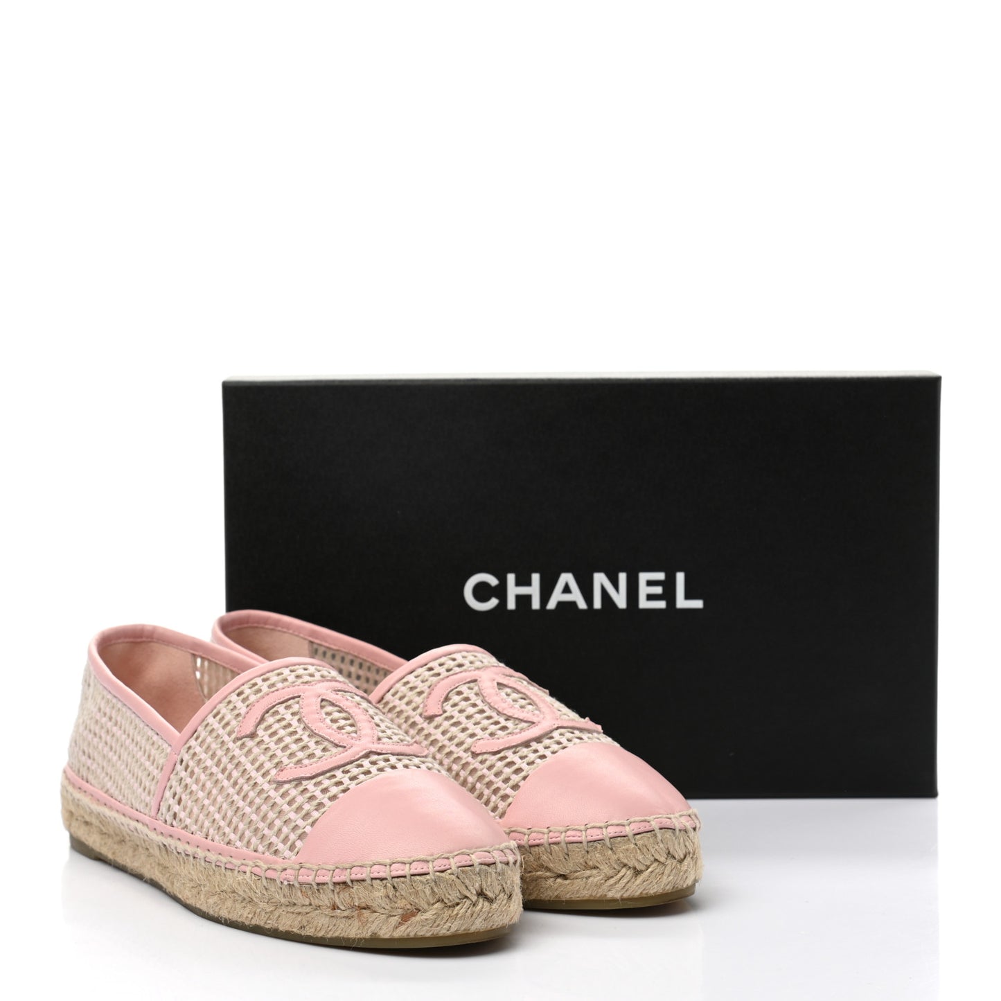 Mesh Lambskin CC Espadrilles 40 Light Pink Beige