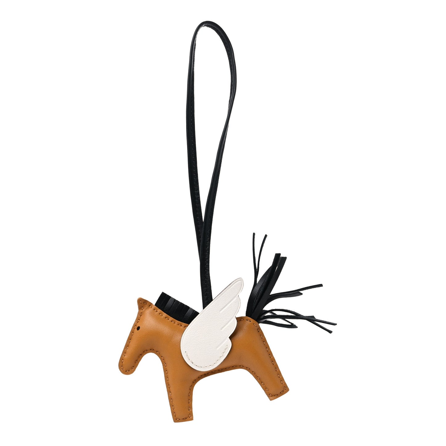 Milo Lambskin Grigri Rodeo Pegase Horse Bag Charm PM Sesame Black Nata