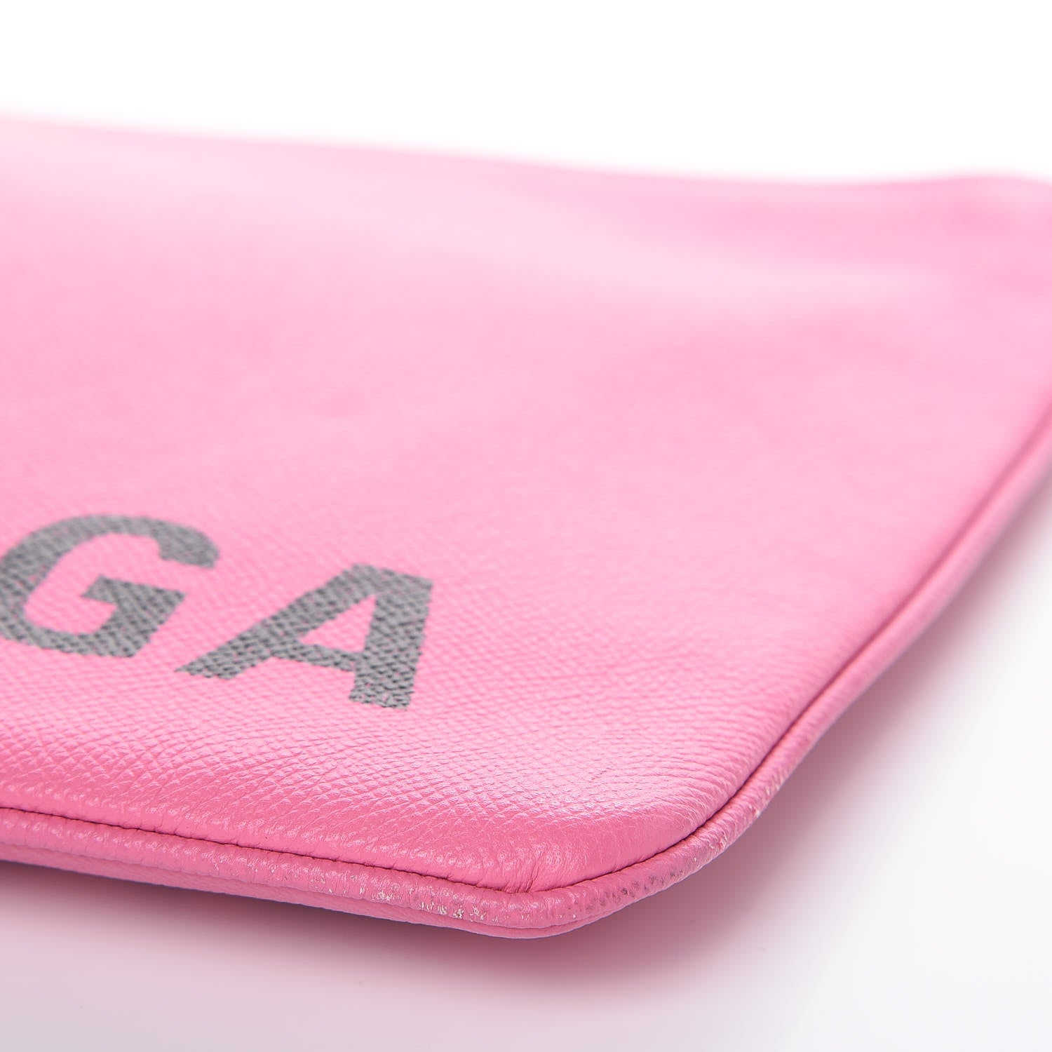 Balenciaga Signature Grained Calfskin Large Ville Zip Pouch Rose Bubblegum Black 10 of 10