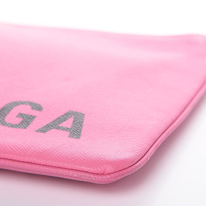 Balenciaga Signature Grained Calfskin Large Ville Zip Pouch Rose Bubblegum Black 10 of 10