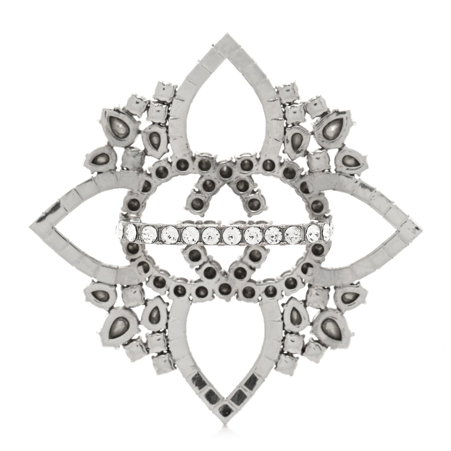 Gucci Metal Crystal Interlocking G Flower Ring S Silver 4 of 7