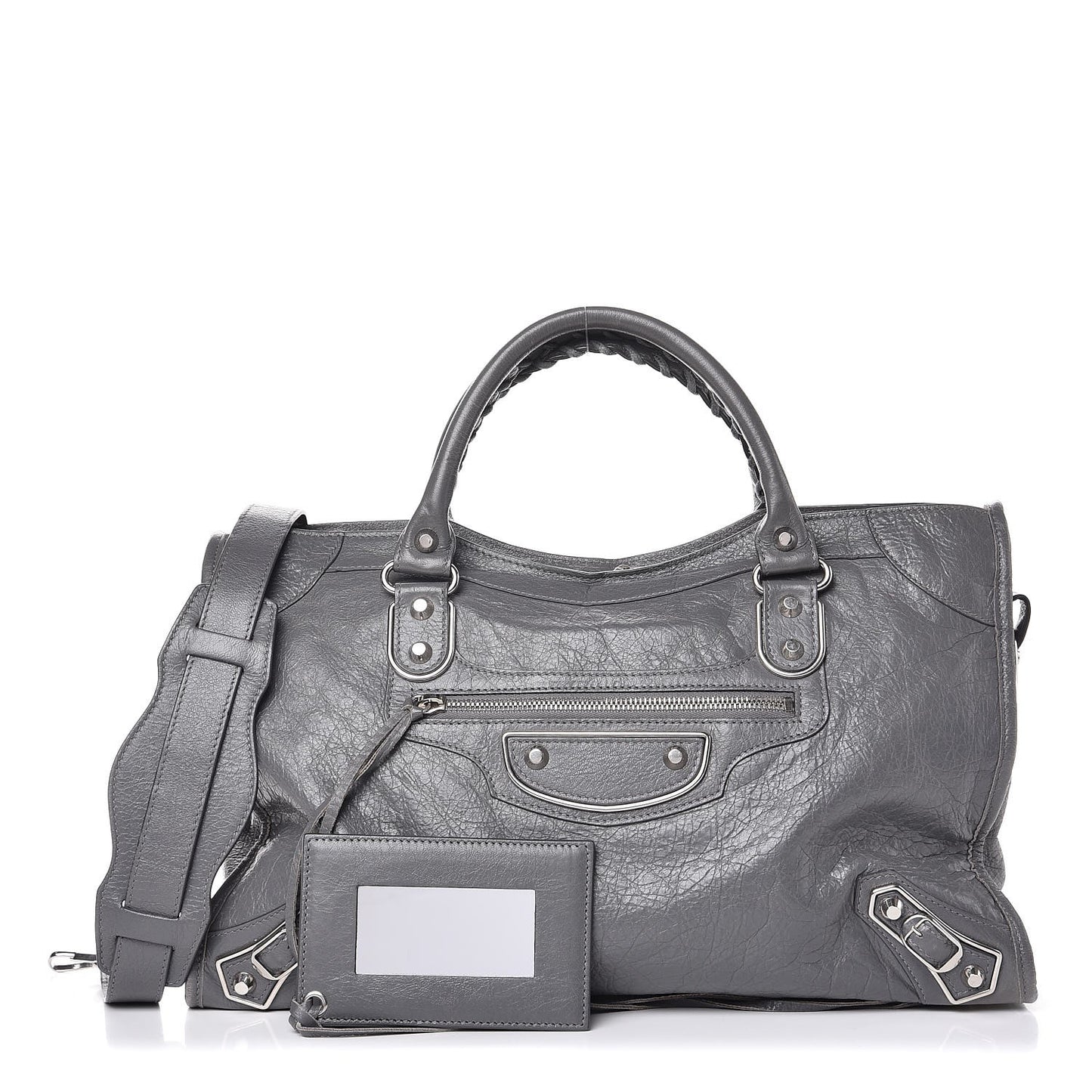 Chevre Silver Metallic Edge Hardware City Gris Cendre