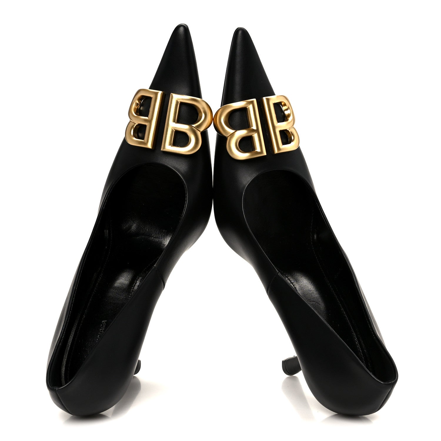 Balenciaga Shiny Soft Calfskin BB Flex 90mm Pumps 37 Black Gold 2 of 10