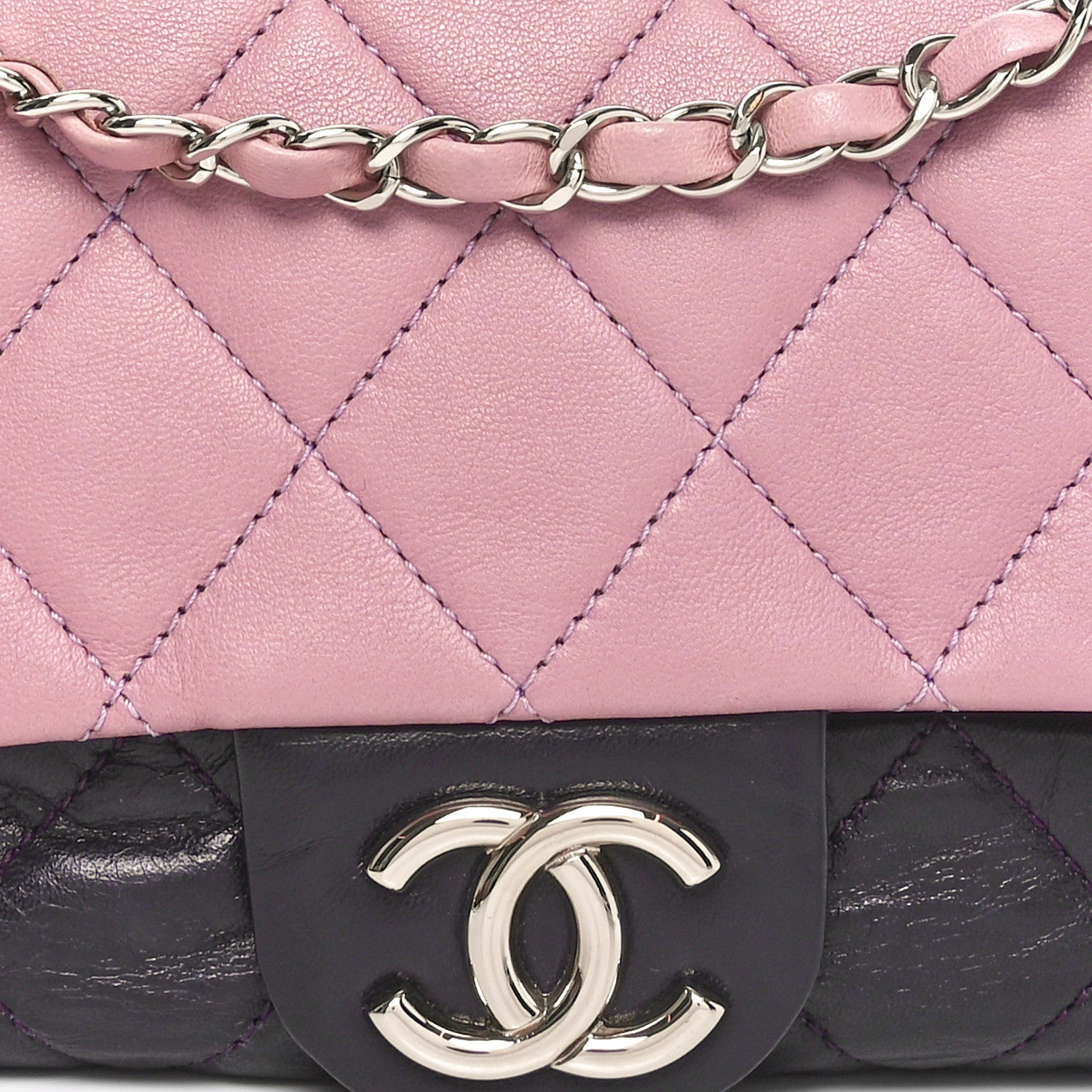 Chanel Lambskin Quilted Bi-Color Medium Single Flap Light Purple 8 of 10