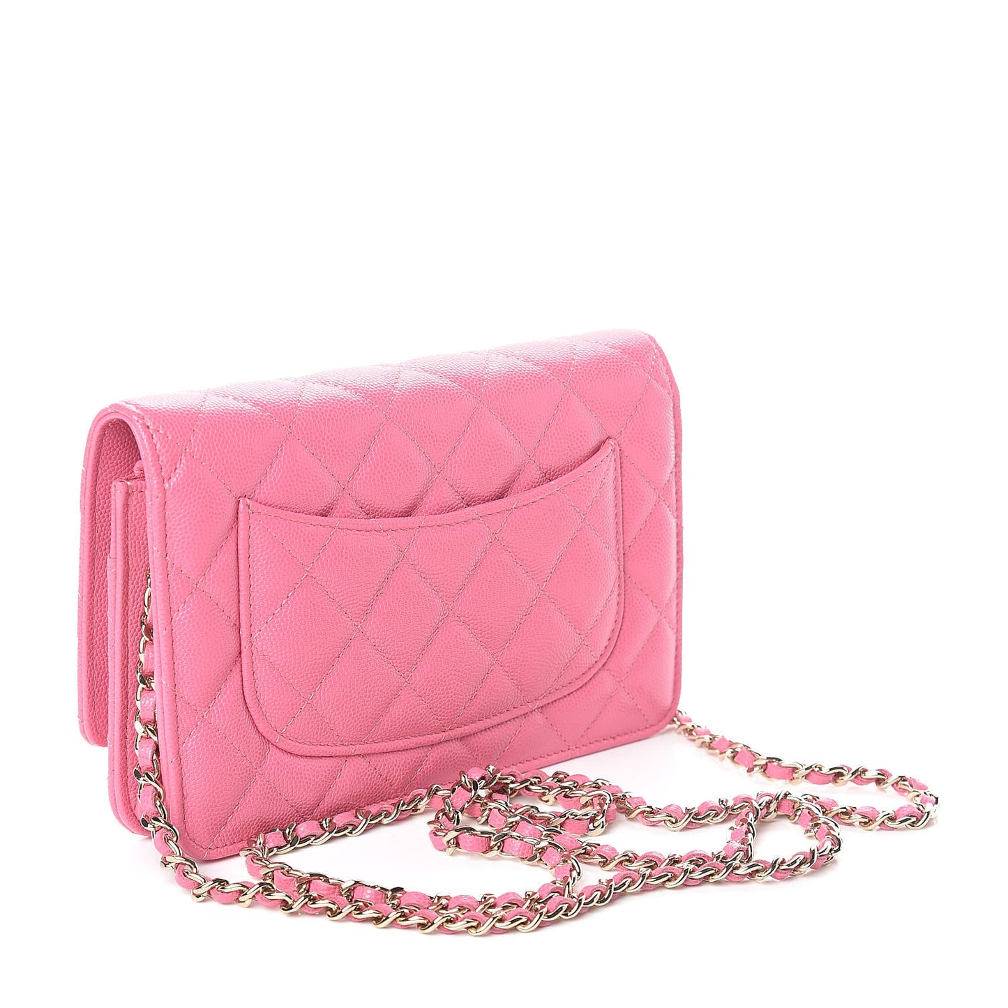 Caviar Quilted Wallet on Chain WOC Pink