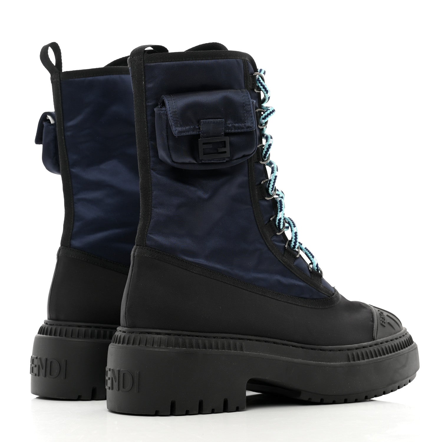 Fendi Nylon Baguette Domino 50mm Biker Boots 38 Eddie Black 4 of 10