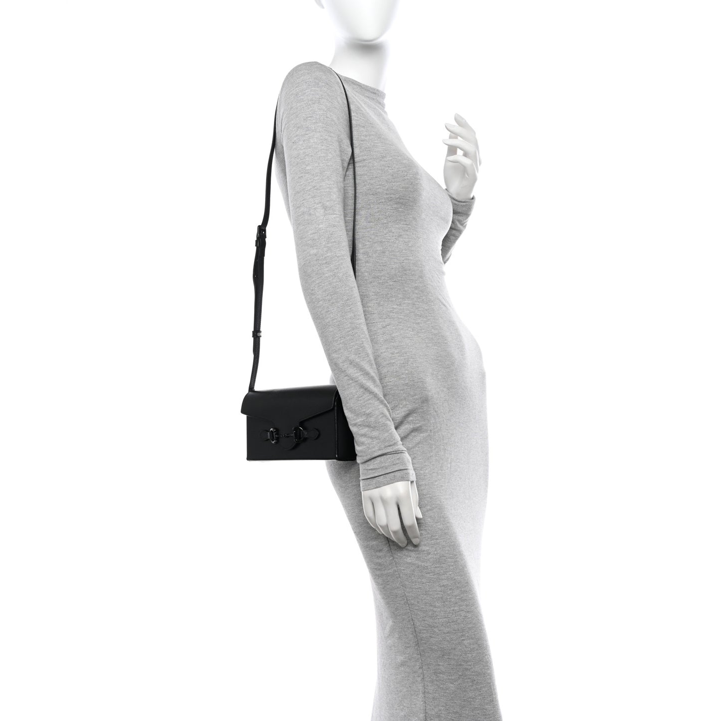 Azalea Calfskin Monochrome Mini Horsebit 1955 Shoulder Bag Black