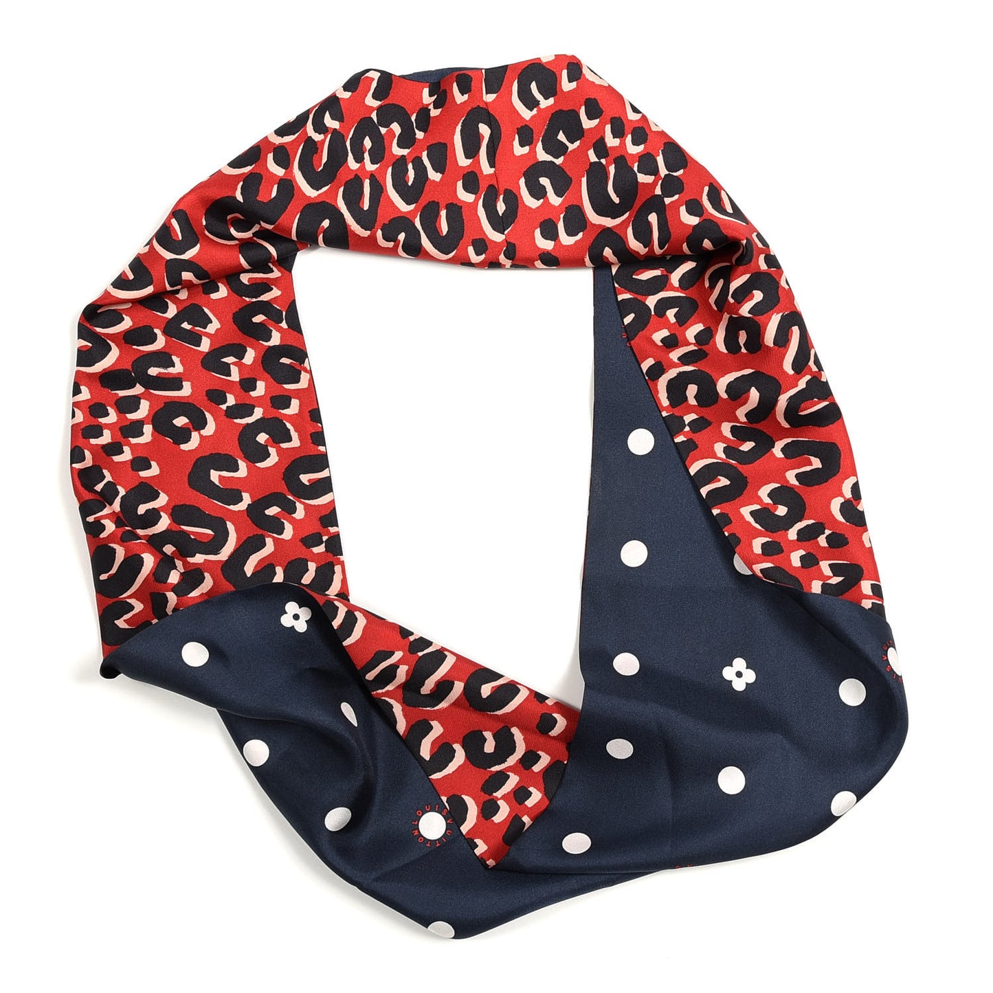 Silk Leopard Snood Scarf Red