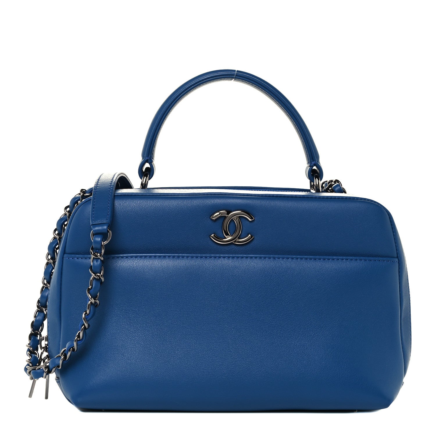 Chanel Calfskin Small Trendy CC Bowling Bag Blue 1 of 11