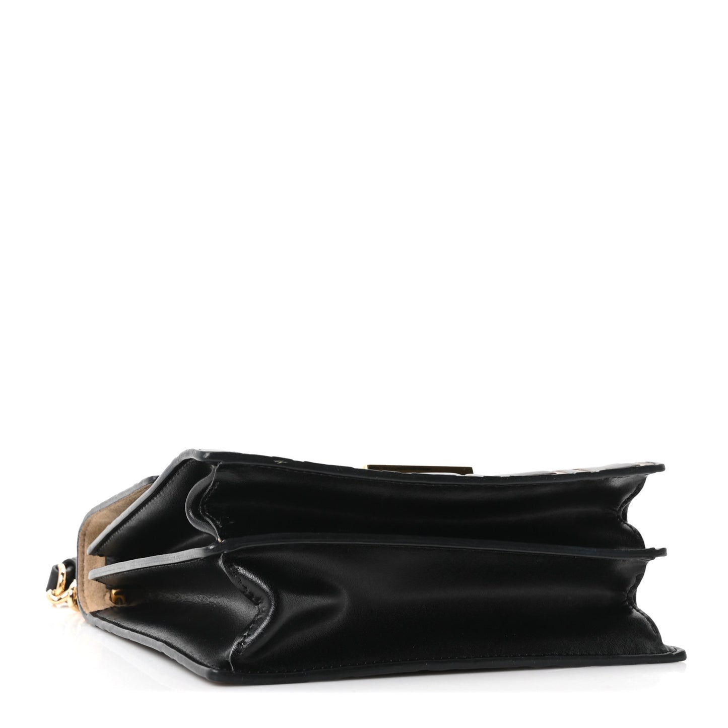 Vitello Liberty Bi-Color FF 1974 Embossed Small Kan U Shoulder Bag Maya Black