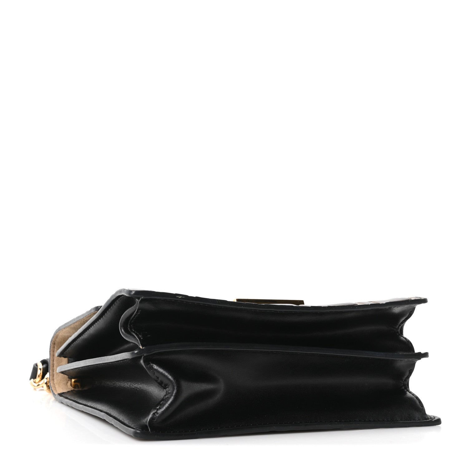 Fendi Vitello Liberty Bi-Color FF 1974 Embossed Small Kan U Shoulder Bag Maya Black 4 of 10