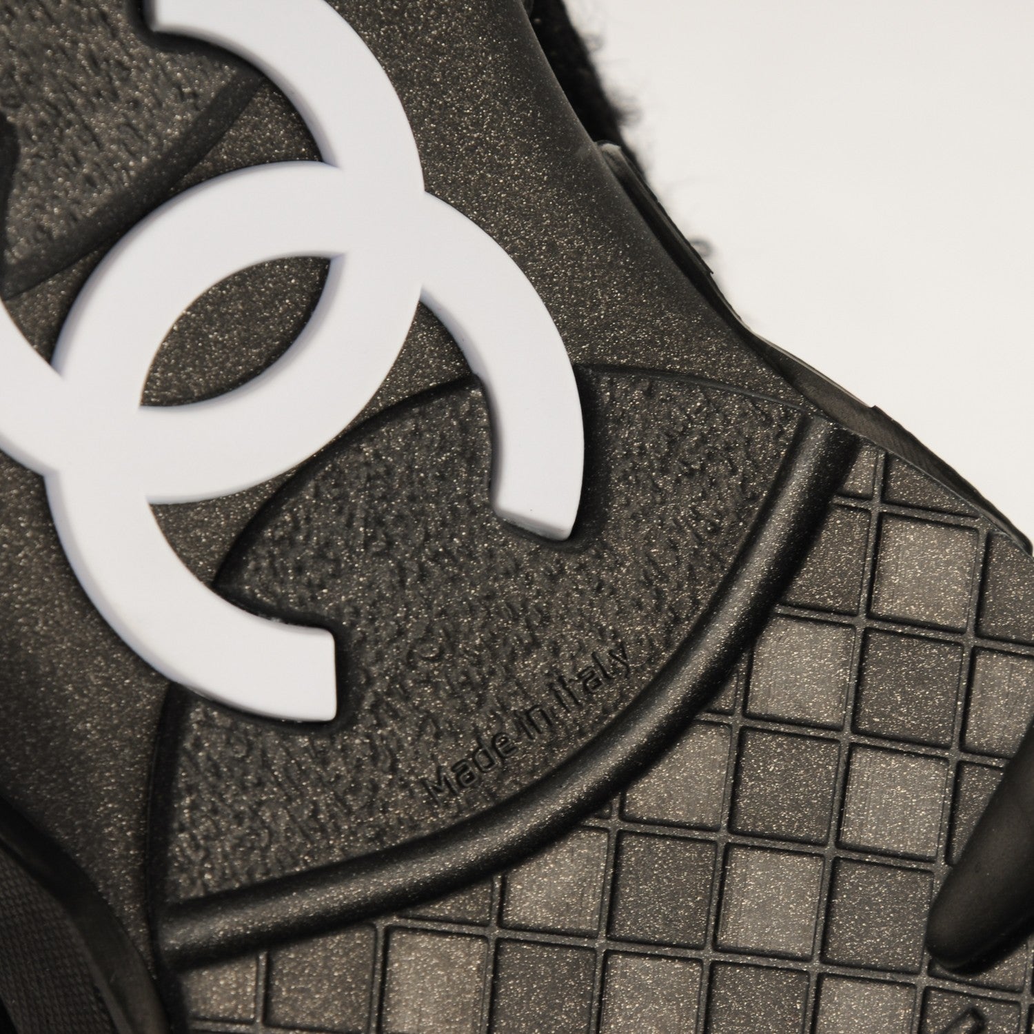 Chanel Tweed Suede Goatskin CC Sneakers 39.5 Black White 6 of 6