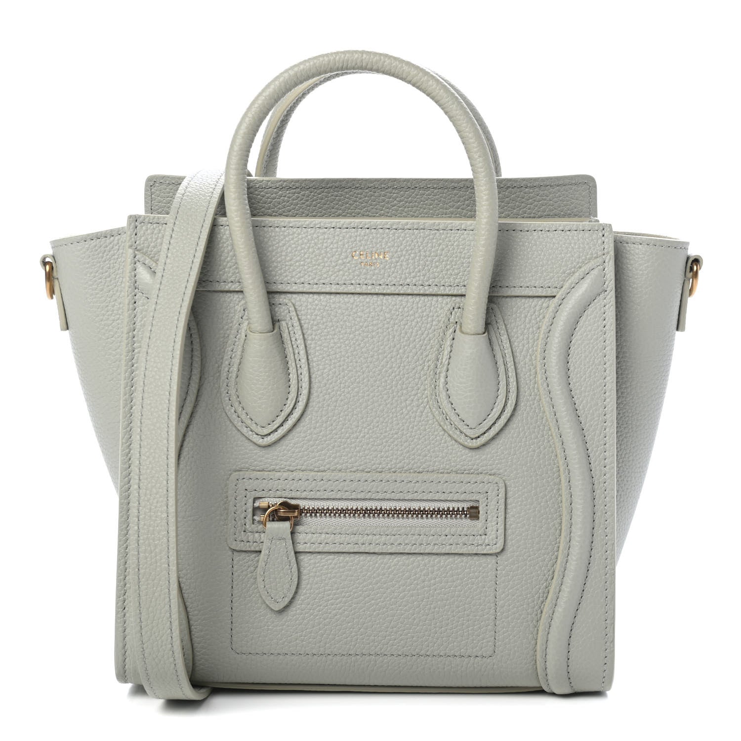 Celine Drummed Calfskin Nano Luggage Vert D'eau 1 of 4
