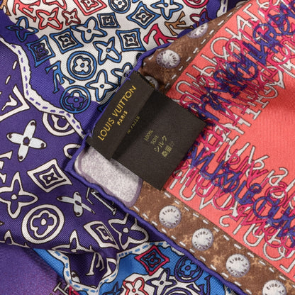 Louis Vuitton Silk Monogram Map Square Scarf 3 of 3