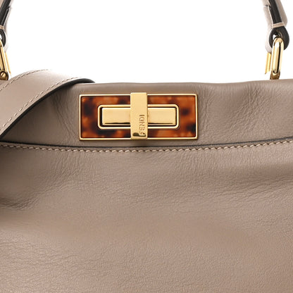 Fendi Vitello Seta Shiny Nappa Plexiglass Medium Peekaboo I SEE U Satchel Tortora 9 of 12