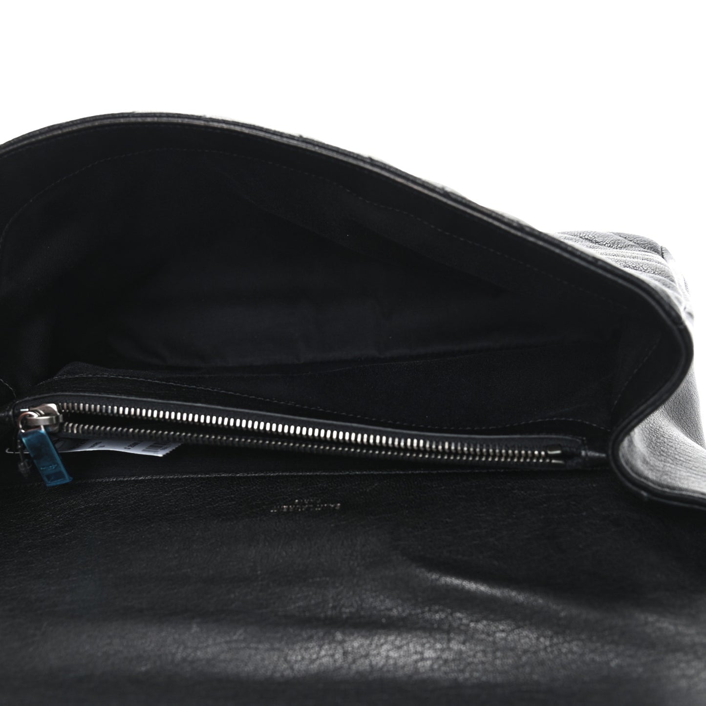 Sheepskin Matelasse Chevron Monogram Large College Satchel Black